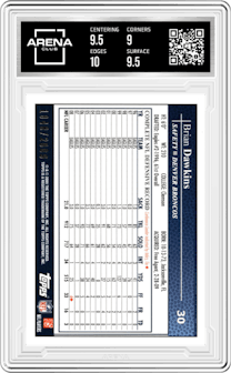 Brian Dawkins from the 2009 Topps set featuring a Gold parallel graded by Arena Club and given an overall grade of 9.5.