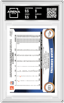 Brian Dawkins from the 2011 Topps set featuring a Gold parallel graded by Arena Club and given an overall grade of 9.5.