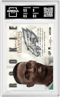 Brian Dawkins from the 1996 SkyBox Premium set graded by Arena Club and given an overall grade of 8.5.