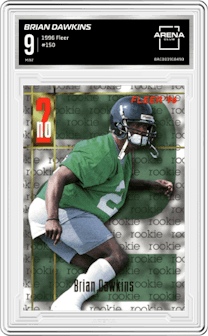 Brian Dawkins from the 1996 Fleer set graded by Arena Club and given an overall grade of 9.