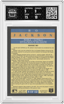 Bo Jackson from the 1991 Fleer set graded by Arena Club and given an overall grade of 8.
