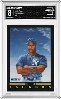 Bo Jackson from the 1991 Fleer set graded by Arena Club and given an overall grade of 8.