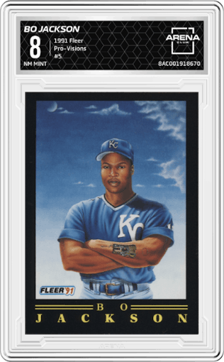 Bo Jackson from the 1991 Fleer set graded by Arena Club and given an overall grade of 8.