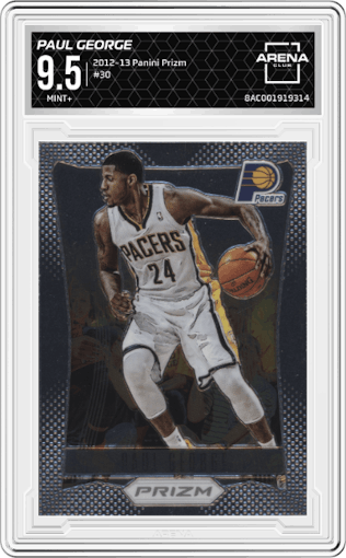 Paul George from the 2012-13 Panini Prizm set graded by Arena Club and given an overall grade of 9.5.
