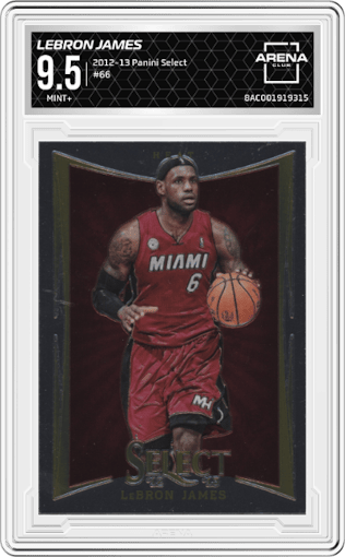 LeBron James from the 2012-13 Panini Select set graded by Arena Club and given an overall grade of 9.5.