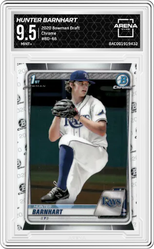 Hunter Barnhart from the 2020 Bowman Draft set graded by Arena Club and given an overall grade of 9.5.