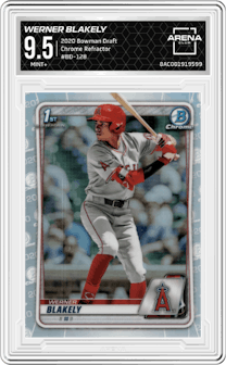 Werner Blakely from the 2020 Bowman Draft set featuring a Refractor parallel graded by Arena Club and given an overall grade of 9.5.