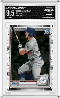 Michael Busch from the 2020 Bowman Draft set graded by Arena Club and given an overall grade of 9.5.