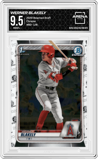 Werner Blakely from the 2020 Bowman Draft set graded by Arena Club and given an overall grade of 9.5.