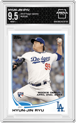 Hyun-Jin Ryu  from the 2013 Topps Update Series set graded by Arena Club and given an overall grade of 9.5.