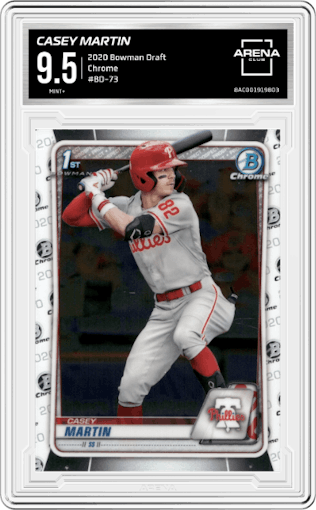 Casey Martin from the 2020 Bowman Draft set graded by Arena Club and given an overall grade of 9.5.