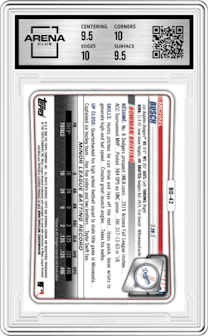 Michael Busch from the 2020 Bowman Draft set graded by Arena Club and given an overall grade of 10.