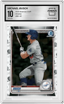 Michael Busch from the 2020 Bowman Draft set graded by Arena Club and given an overall grade of 10.