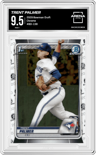 Trent Palmer from the 2020 Bowman Draft set graded by Arena Club and given an overall grade of 9.5.
