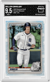 Dillon Dingler from the 2020 Bowman Draft set featuring a Refractor parallel graded by Arena Club and given an overall grade of 9.5.