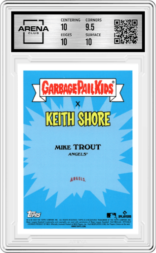 Moldable Mike from the 2022 Topps X MLB Garbage Pail Kids set graded by Arena Club and given an overall grade of 10.