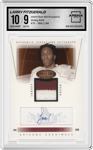 Larry Fitzgerald from the 2004 Fleer Hot Prospects set graded by Arena Club and given an overall grade of 10.