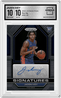 Jaden Ivey from the 2022-23 Panini Prizm  set graded by Arena Club and given an overall grade of 10.