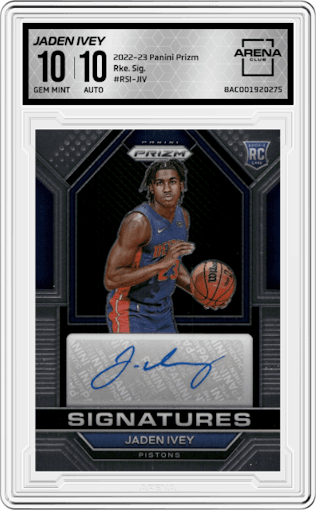 Jaden Ivey from the 2022-23 Panini Prizm  set graded by Arena Club and given an overall grade of 10.