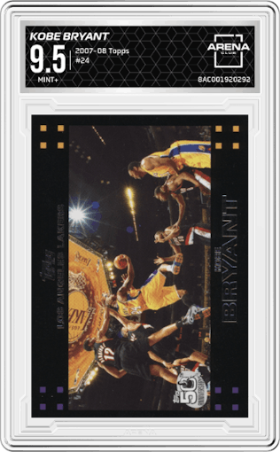 Kobe Bryant from the 2007-08 Topps set graded by Arena Club and given an overall grade of 9.5.