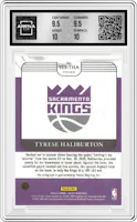 Tyrese Haliburton from the 2020-21 Panini Select set graded by Arena Club and given an overall grade of 10.