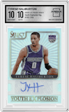 Tyrese Haliburton from the 2020-21 Panini Select  set graded by Arena Club and given an overall grade of 10.
