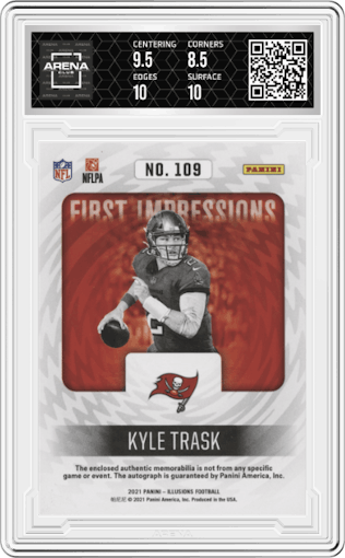 Kyle Trask from the 2021 Panini Illusions set graded by Arena Club and given an overall grade of 9.