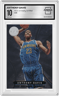 Anthony Davis from the 2012-13 Panini Totally Certified set graded by Arena Club and given an overall grade of 10.