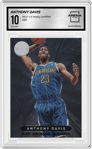 Anthony Davis from the 2012-13 Panini Totally Certified set graded by Arena Club and given an overall grade of 10.