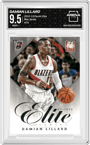 Damian Lillard from the 2012-13 Panini Elite set graded by Arena Club and given an overall grade of 9.5.