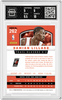 Damian Lillard from the 2012-13 Panini set graded by Arena Club and given an overall grade of 9.5.