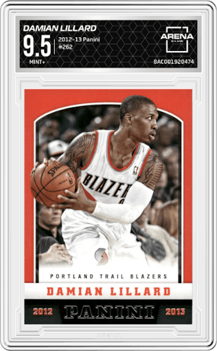 Damian Lillard from the 2012-13 Panini set graded by Arena Club and given an overall grade of 9.5.