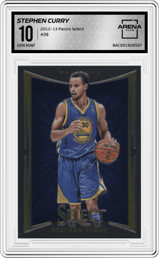 Stephen Curry from the 2012-13 Panini Select set graded by Arena Club and given an overall grade of 10.