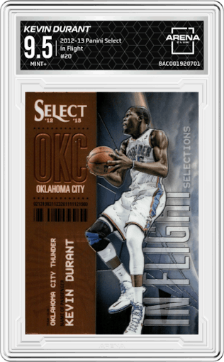 Kevin Durant from the 2012-13 Panini Select set graded by Arena Club and given an overall grade of 9.5.