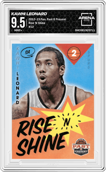 Kawhi Leonard from the 2012-13 Panini Past & Present set graded by Arena Club and given an overall grade of 9.5.