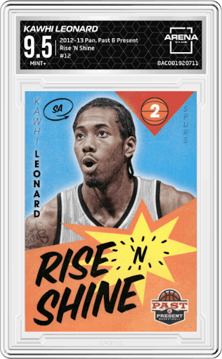 Kawhi Leonard from the 2012-13 Panini Past & Present set graded by Arena Club and given an overall grade of 9.5.