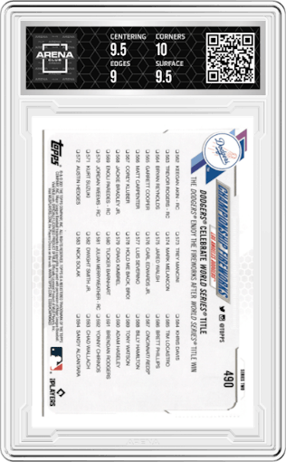 Champion Fireworks from the 2021 Topps Series 2 set featuring a Rainbow Foil parallel graded by Arena Club and given an overall grade of 9.5.