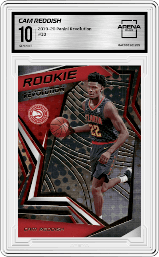 Cam Reddish from the 2019-20 Panini Revolution set graded by Arena Club and given an overall grade of 10.