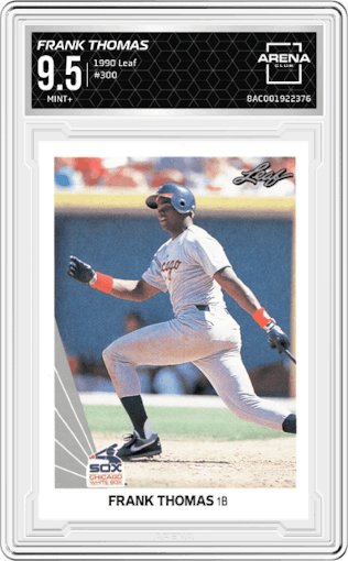 Frank Thomas from the 1990 Leaf set graded by Arena Club and given an overall grade of 9.5.