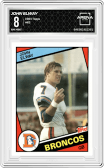 John Elway from the 1984 Topps set graded by Arena Club and given an overall grade of 8.