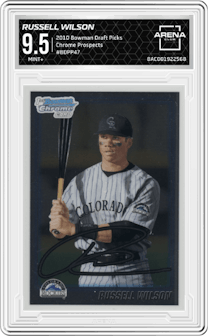 Russell Wilson from the 2010 Bowman Draft Picks set graded by Arena Club and given an overall grade of 9.5.