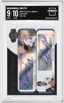 Carlos Marmol/Geovany Soto from the 2008 Topps Co-Signers set graded by Arena Club and given an overall grade of 9.
