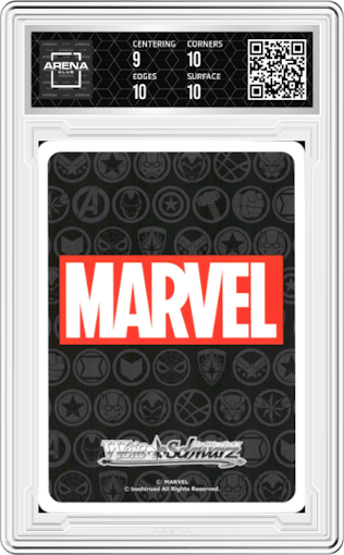  Black Widow from the 2021 Weiss Schwarz JPN set graded by Arena Club and given an overall grade of 9.5.