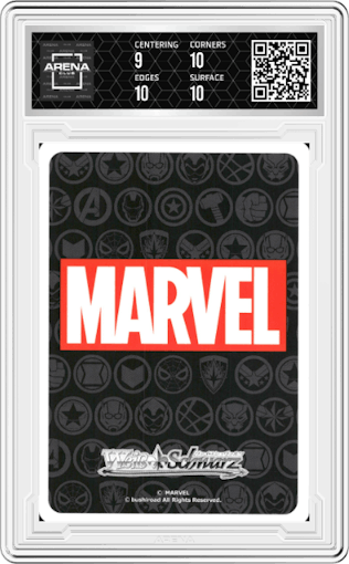 Black Panther, Shadowy Hero from the 2021 Weiss Schwarz JPN set graded by Arena Club and given an overall grade of 9.5.