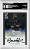 Kylian Mbappe from the 2022-23 Donruss  FIFA set graded by Arena Club and given an overall grade of 9.