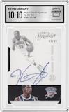 Kevin Durant from the 2012-13 Panini Signatures set graded by Arena Club and given an overall grade of 10.