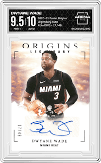 Dwyane Wade from the 2020-21 Panini Origins  set graded by Arena Club and given an overall grade of 9.5.