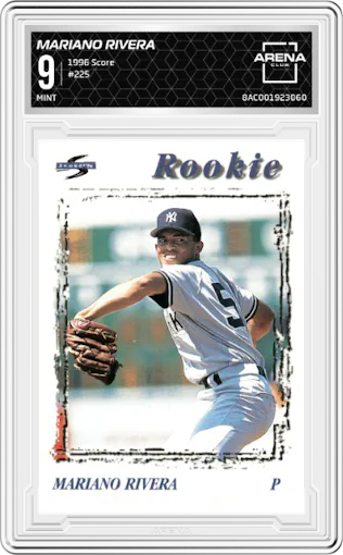 Mariano Rivera from the 1996 Score  set graded by Arena Club and given an overall grade of 9.