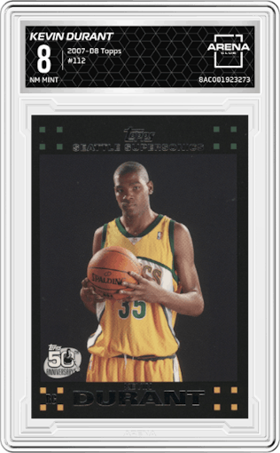 Kevin Durant from the 2007-08 Topps set graded by Arena Club and given an overall grade of 8.