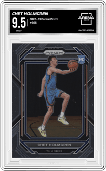 Chet Holmgren from the 2022-23 Panini Prizm  set graded by Arena Club and given an overall grade of 9.5.